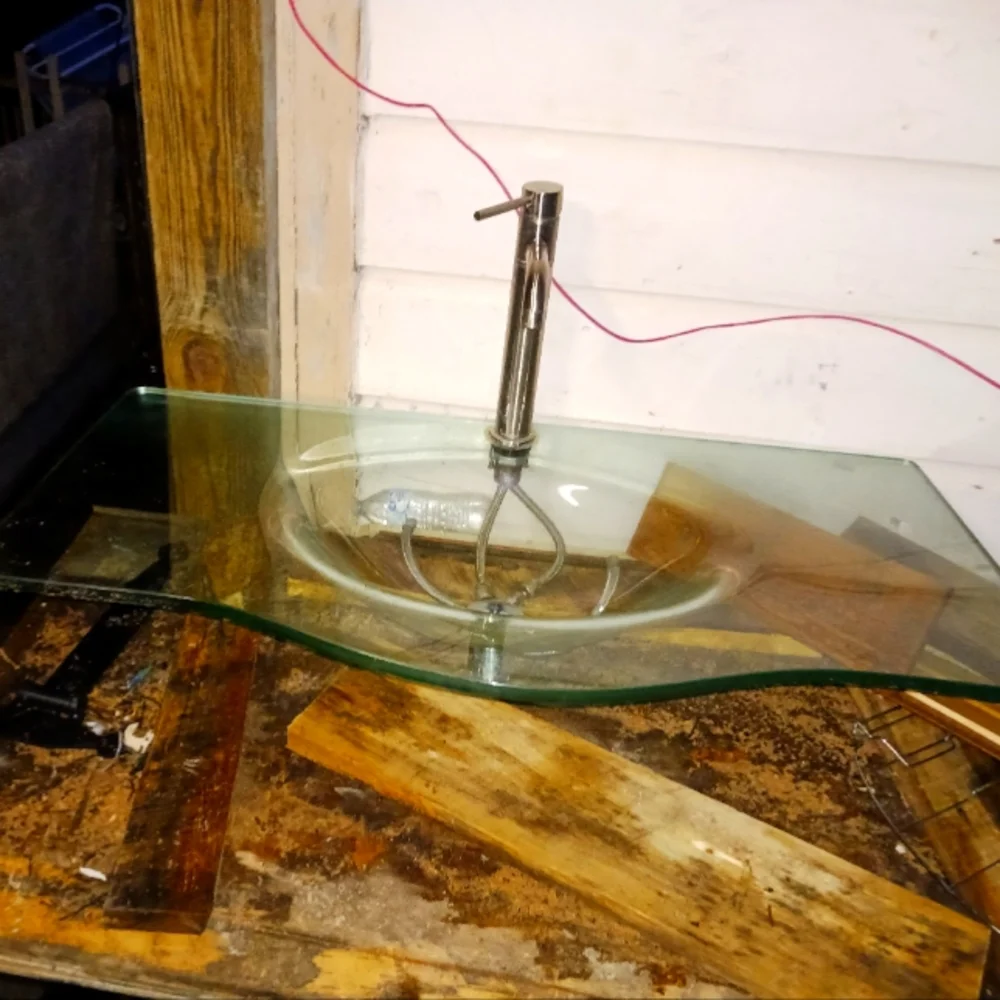 Glass vanity sink